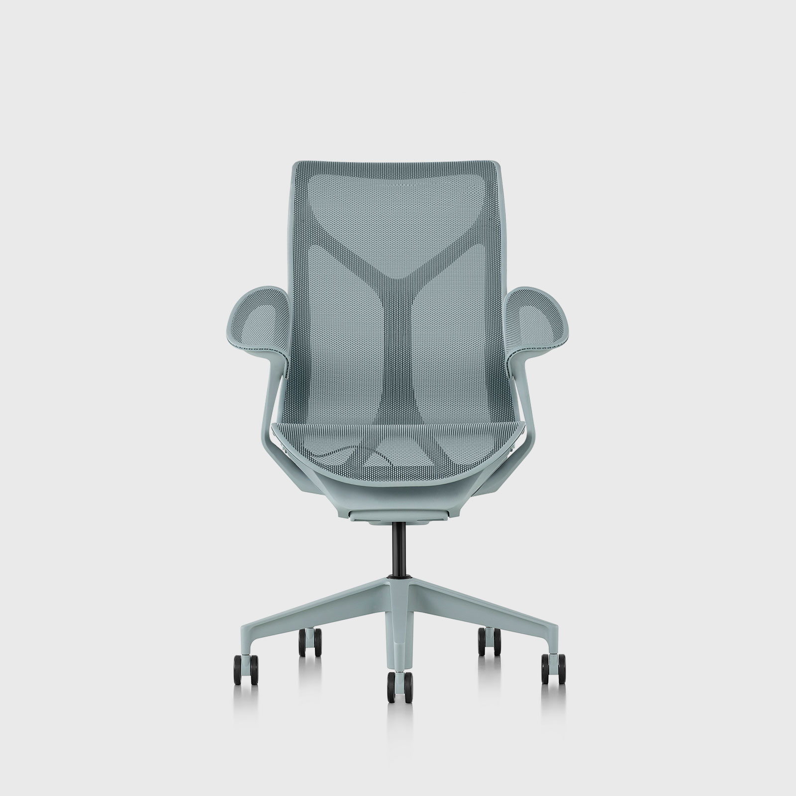 Herman Miller Cosm Chair, Glacier, Mid Back, Leaf Arm Living Edge